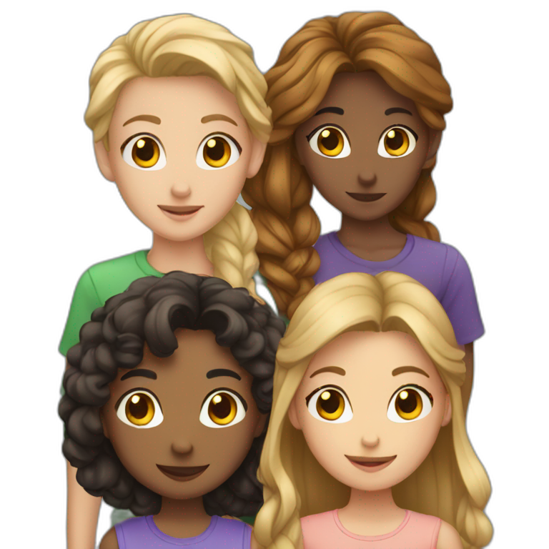 Group of Friends with one boy and three girls emoji