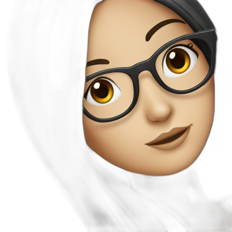 White girl with long straight black hair and glasses emoji