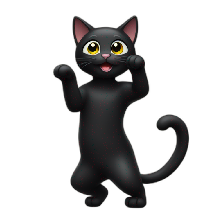 Black cat dancing emoji
