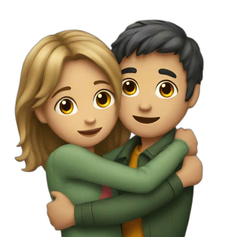 Girl and boy hugging emoji