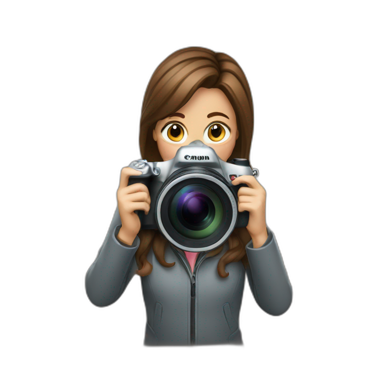 A woman taking a picture with canon camera  emoji