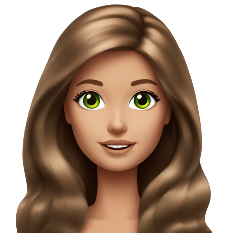 barbie long brown hair green eyes emoji AI Emoji Generator