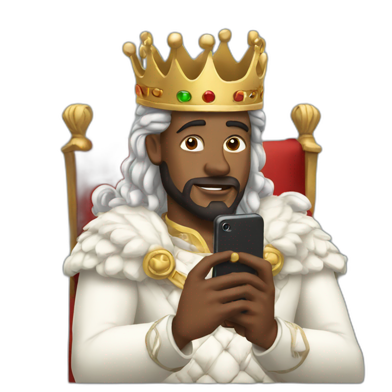 White men King using phone emoji