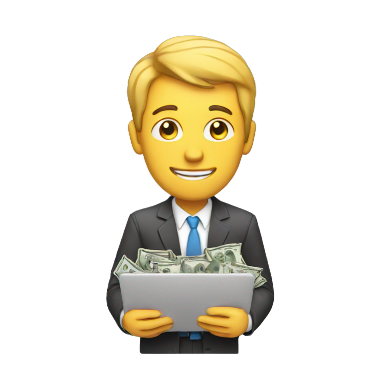 man with laptop and cash emoji