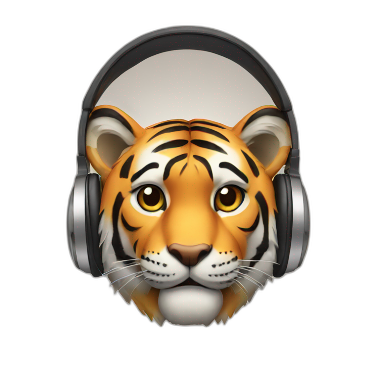 tiger with headphones emoji
