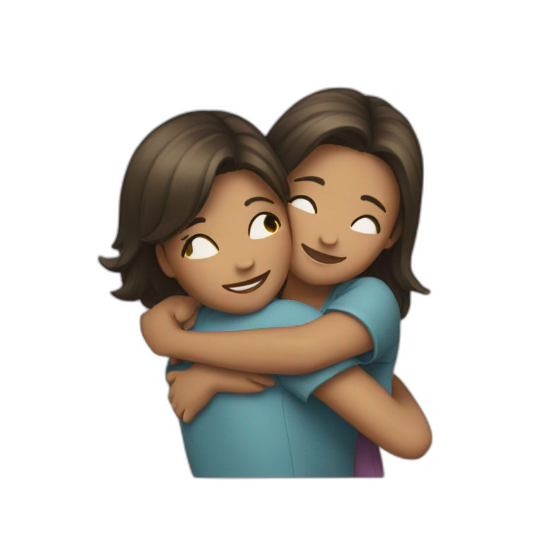 Two girls hug emoji