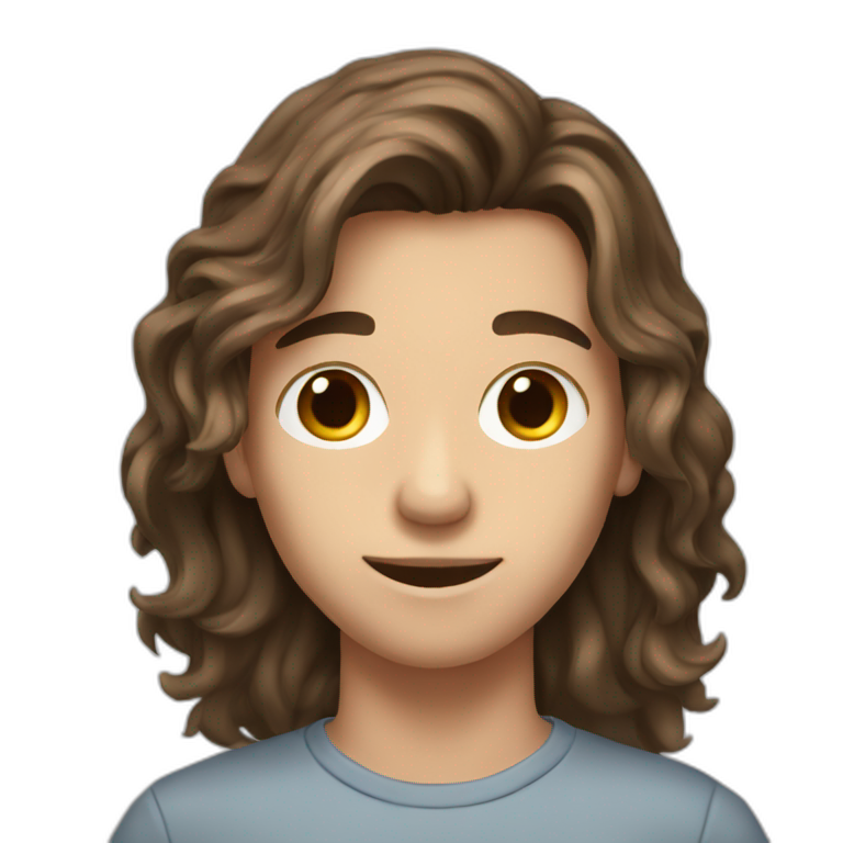 A 16 years old boy with long brown hair  emoji