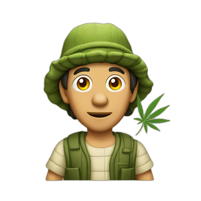 El chavo holds cannabis emoji