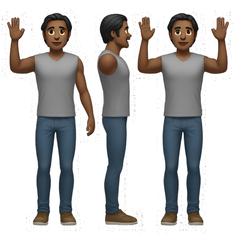 American man (full-body) (both arms raised) (straight hair) emoji