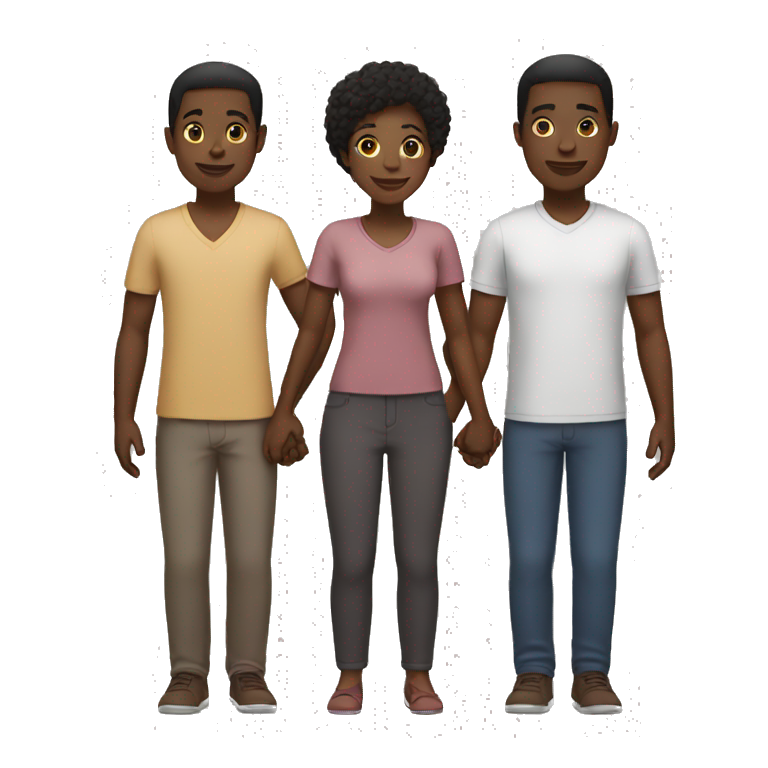 three black people holding hands emoji