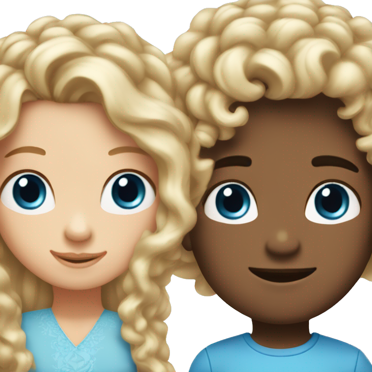 girl with long blonde hair and blue eyes, in love with boy with curly brown hair emoji