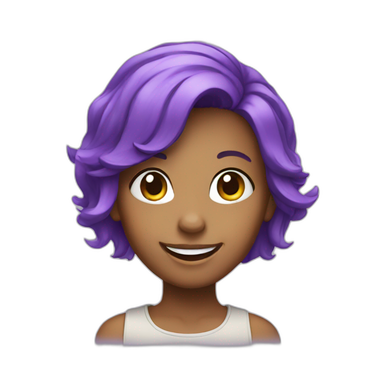 girl with purple hair smiling emoji
