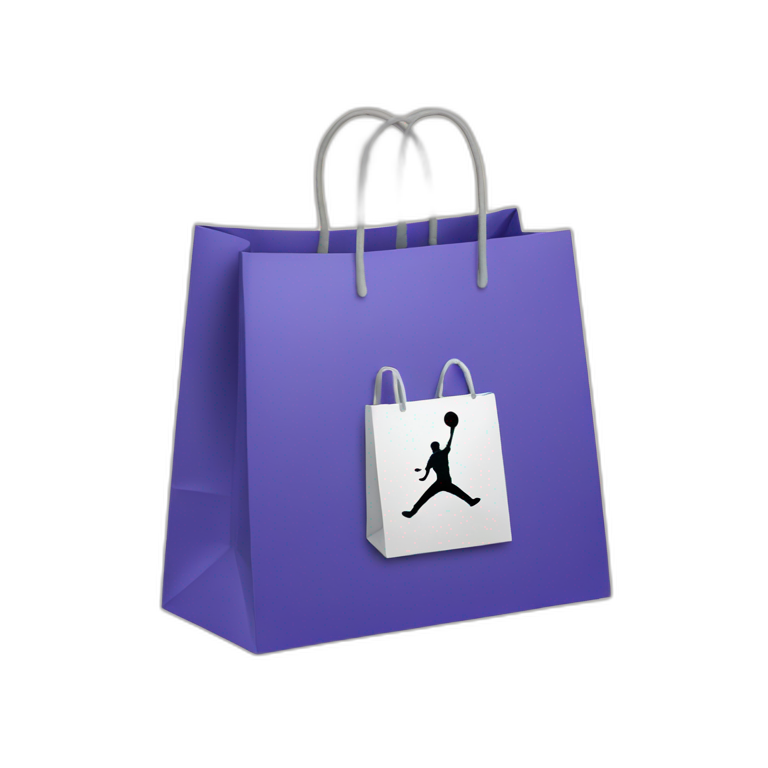 Shopping bag with jordan logo emoji AI Emoji Generator