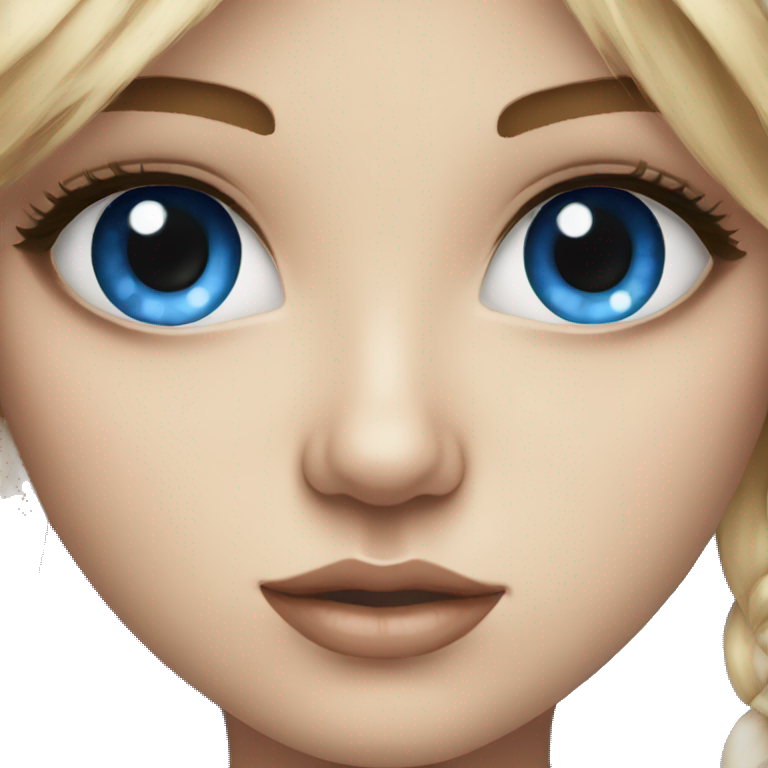blue eyed girl, with designer painting  emoji