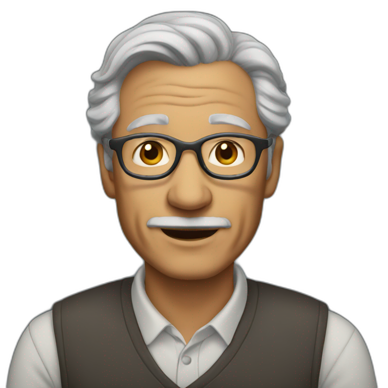 50 years professor with gray hair, without beard without mustache emoji