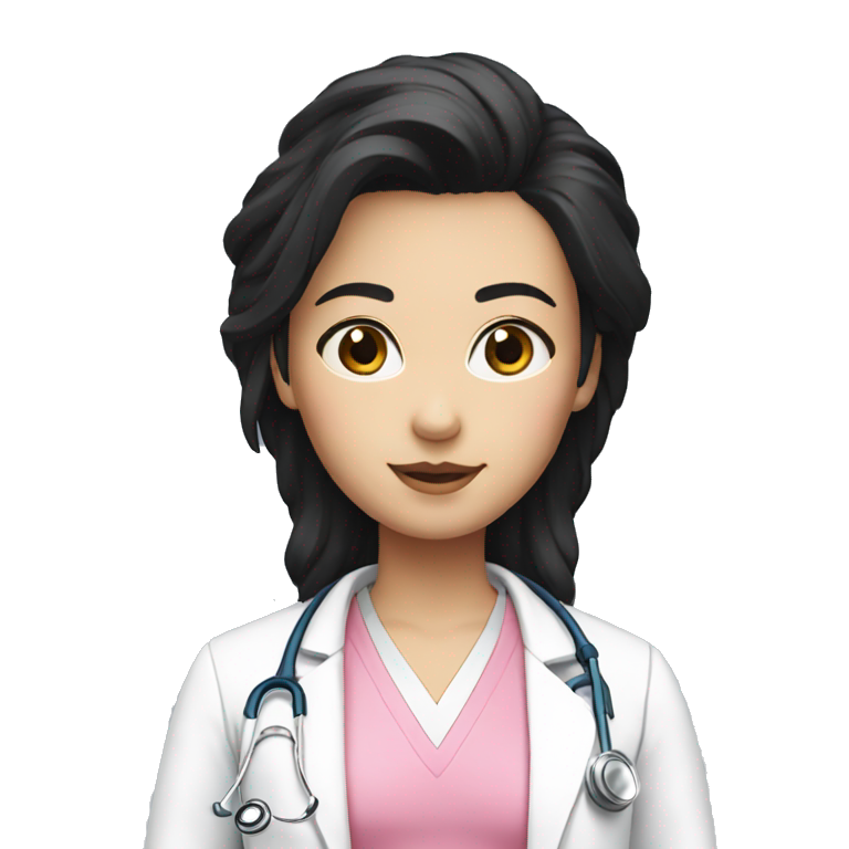 doctor dark black hair pink undershirt with white coat  emoji