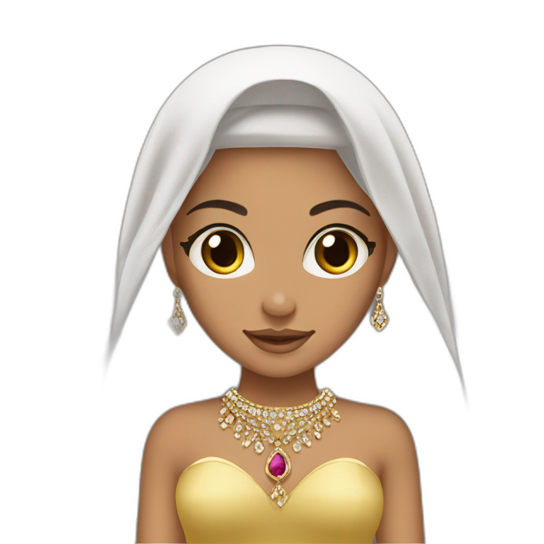 princesse arab brown hair jewerlery dress emoji