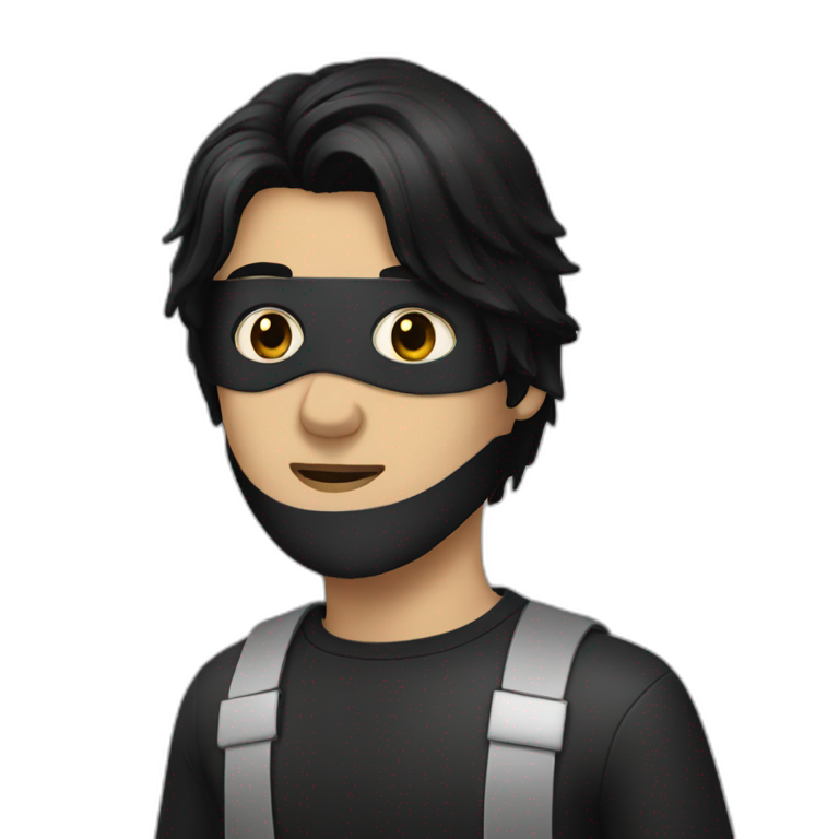 guy with cearly black hair wear a black mask emoji