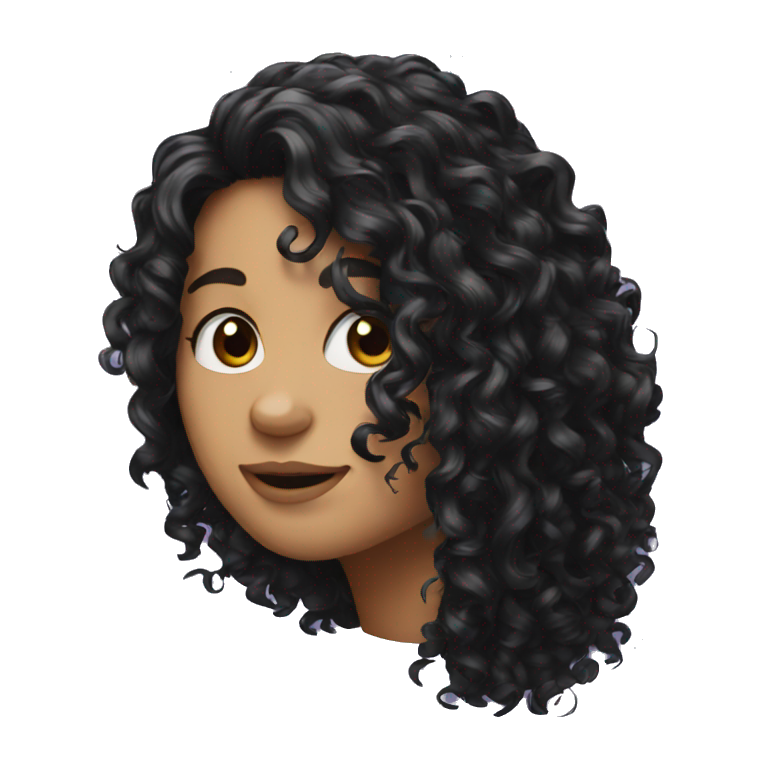 curly black long hair emoji