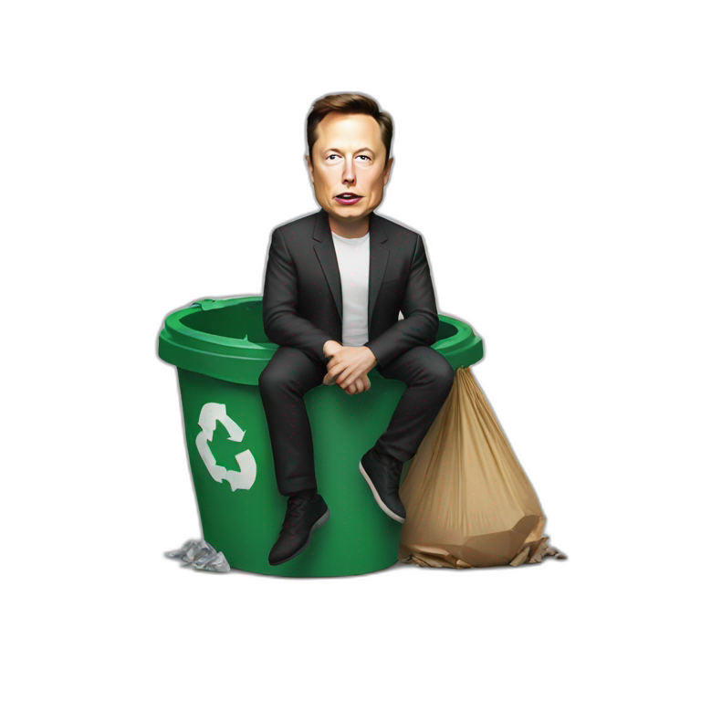 Elon musk in trash emoji