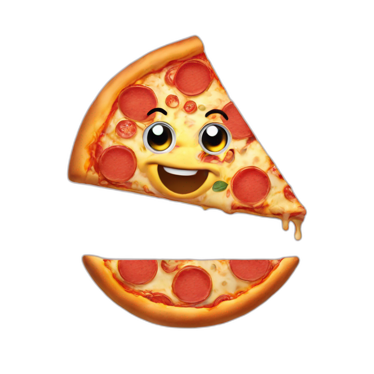 pizza with eyes and smile emoji