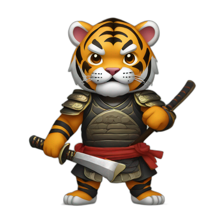 Tiger samurai holding axe emoji