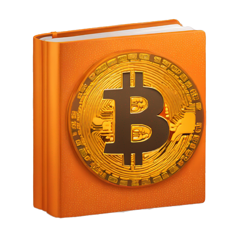 orange book with the word bitcoin on it emoji