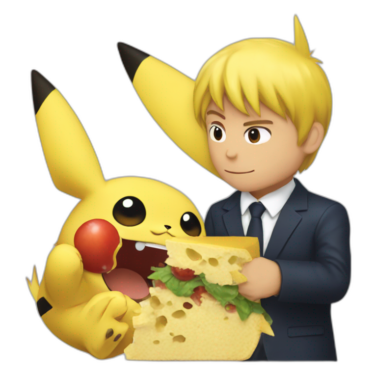 Pikachu eat macron emoji