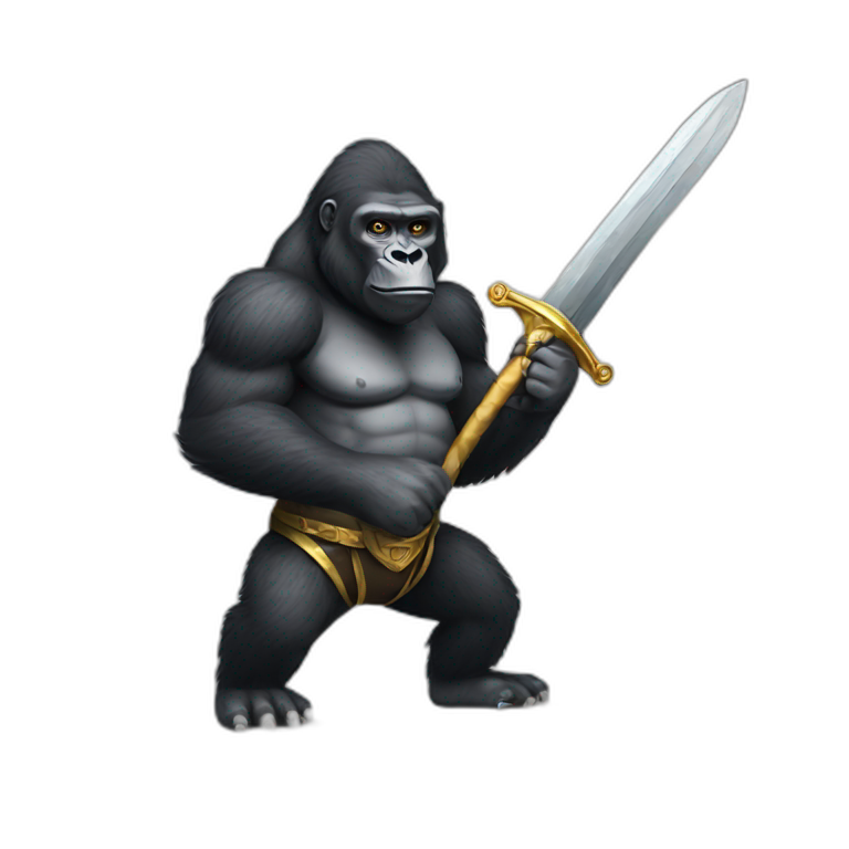 Gorilla holding a sword emoji
