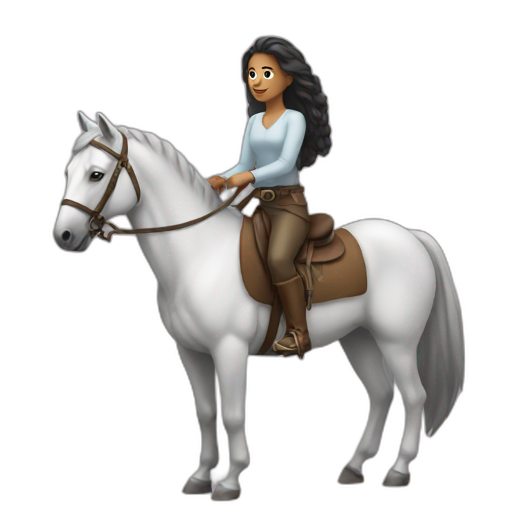 women on a horse with 54 emoji