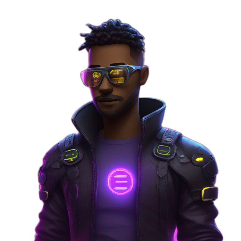 Password hero in a cyberpunk environment with neon lighting. emoji