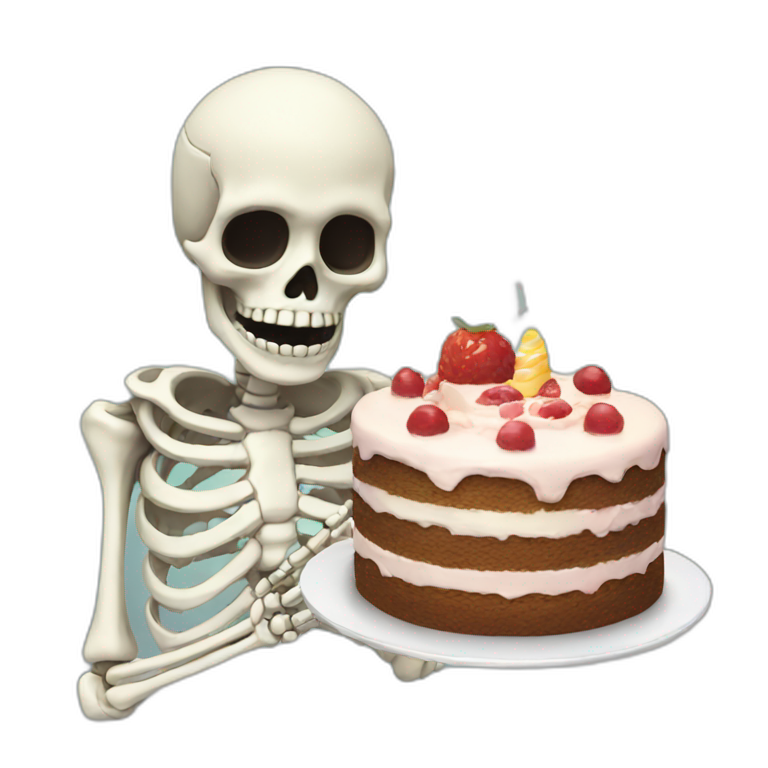 skeleton eating cake emoji