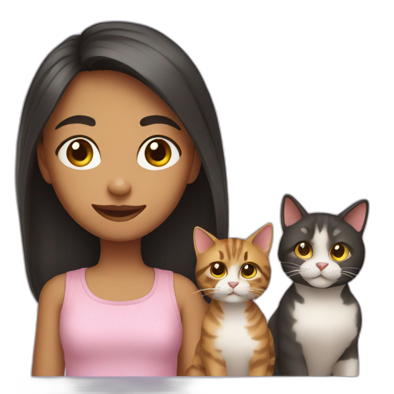 girl with 3 cats emoji