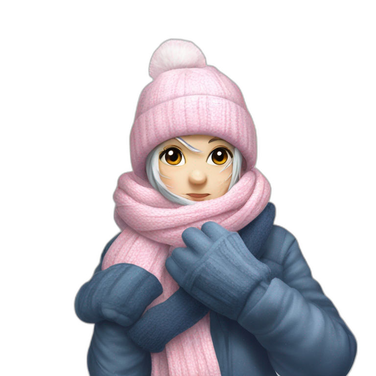 winter girl in black coat emoji