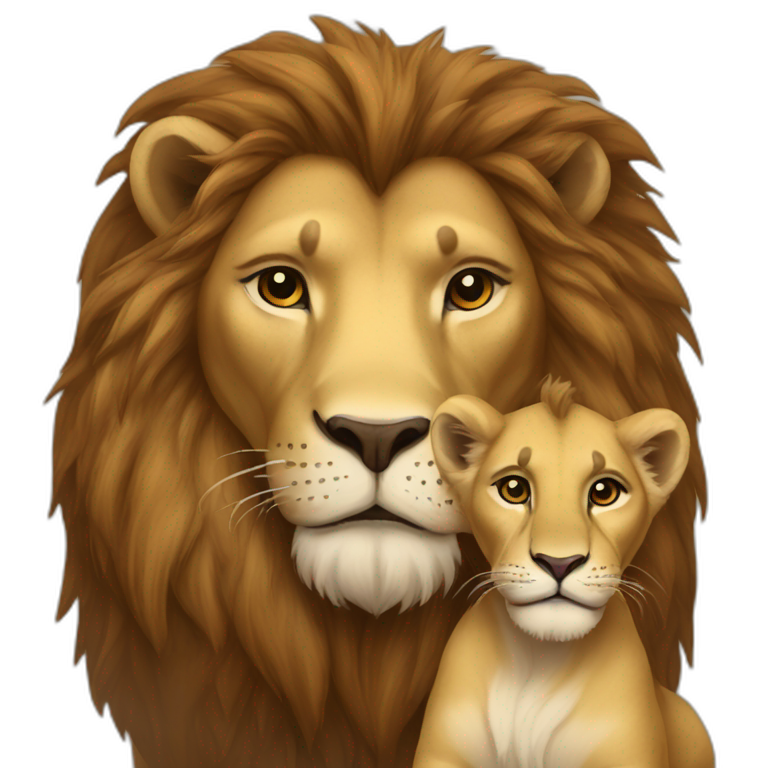 Lion with Lion baby emoji