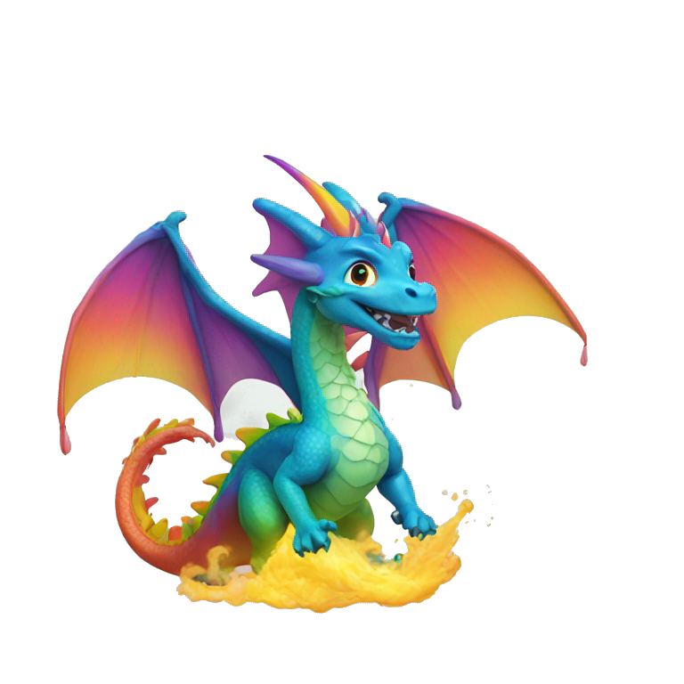 A dragón spitting rainbow emoji