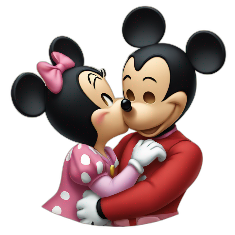 Mickey mouse kissing minnie emoji