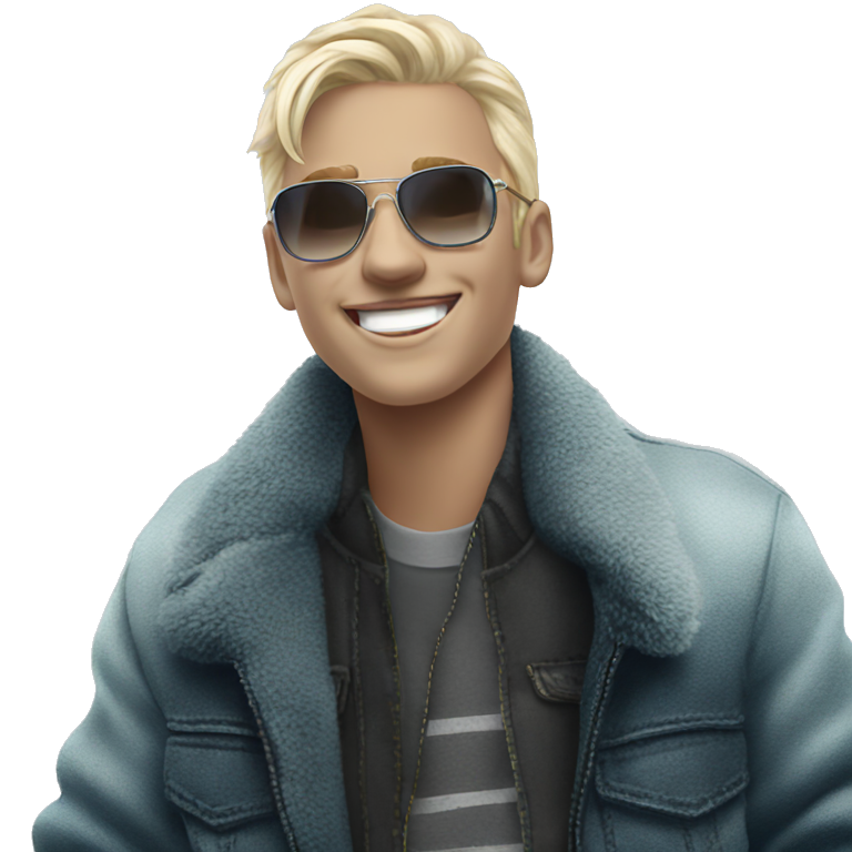 cool blonde boy smiling sunglasses emoji