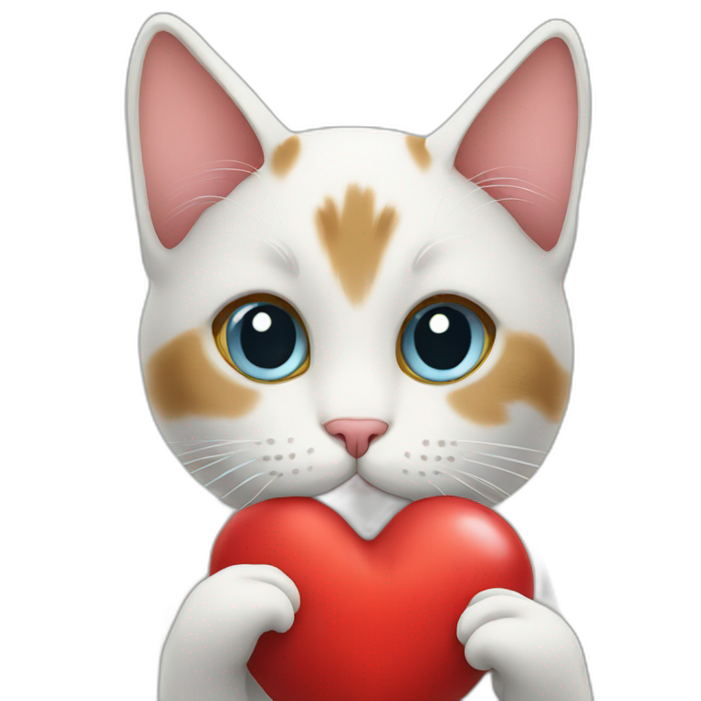 Cat holding heart emoji
