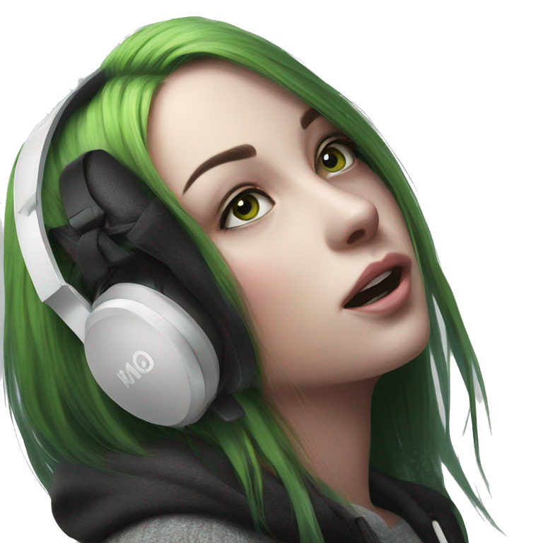 green-haired girl in headphones emoji