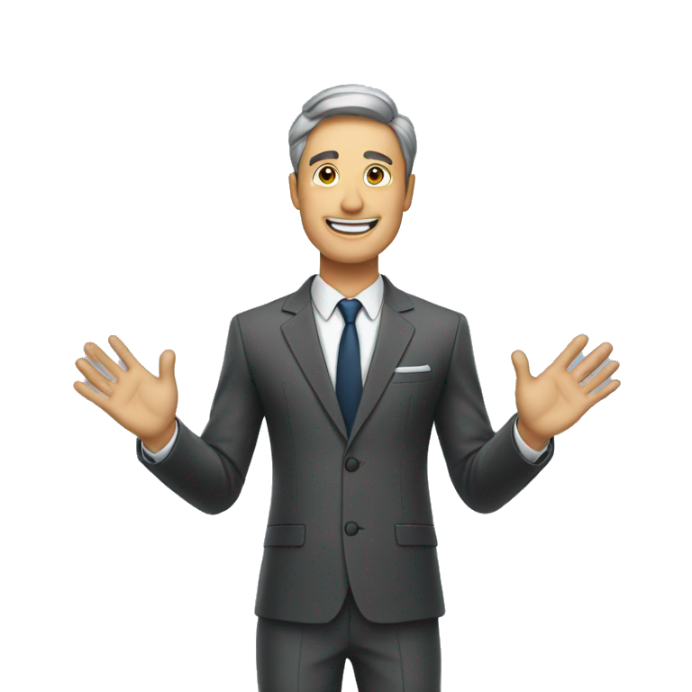 man in a suit holding his hands in the air copy paster emoji