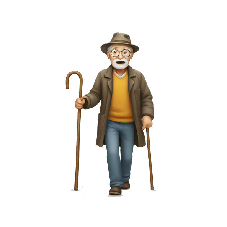 old man walking with cane emoji
