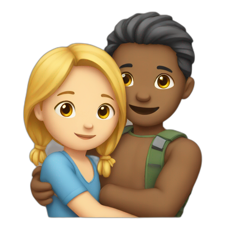 Boy and girl cuddling emoji