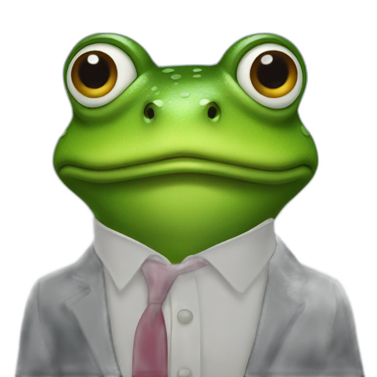 frog wearing tie emoji