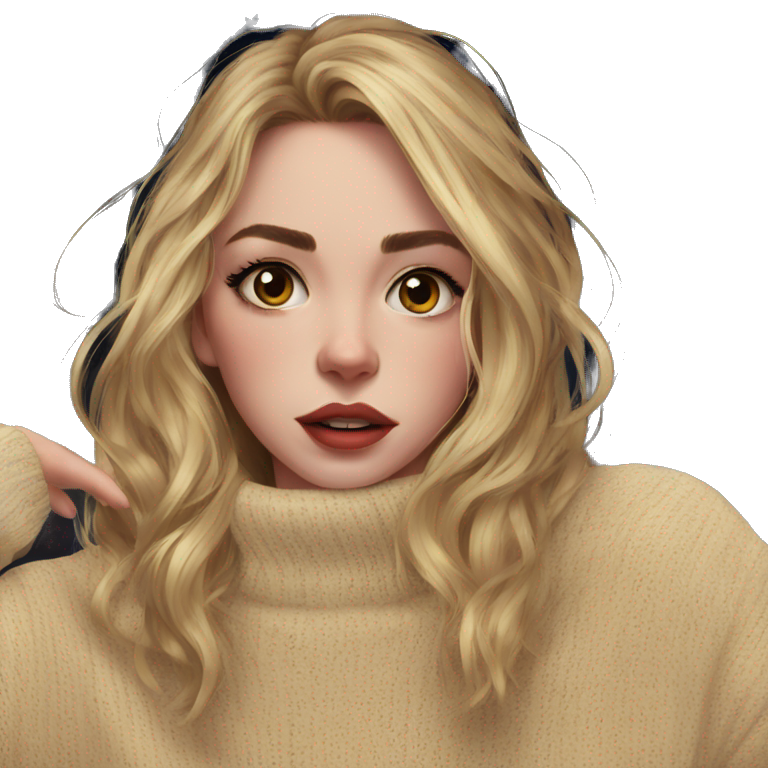 blonde beauty in cozy sweater emoji