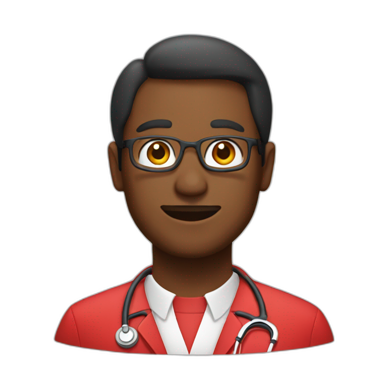 pedatric doctor with red lab coat emoji