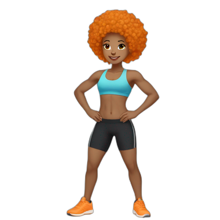 Light skin afro Orangehair in fitness emoji