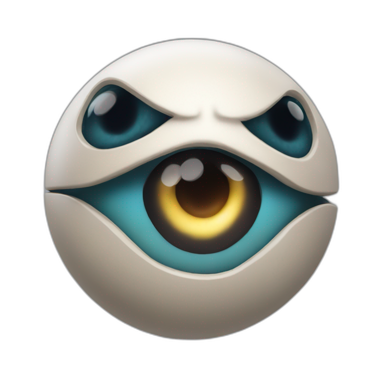 3d sphere with a cartoon Ravager skin texture with big feminine eyes emoji