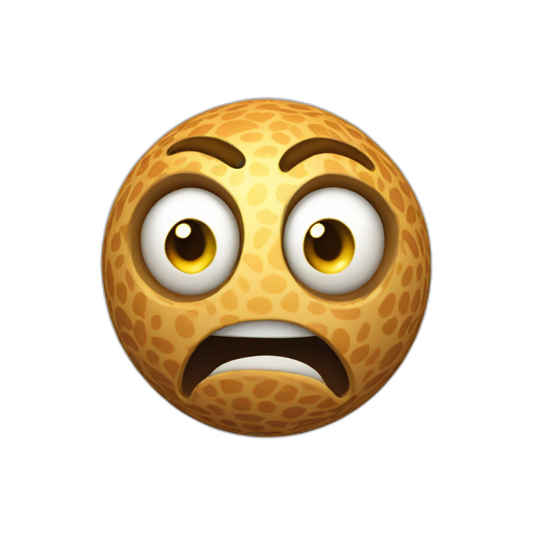 3d sphere with a cartoon fearful skin texture with big beautiful eyes emoji