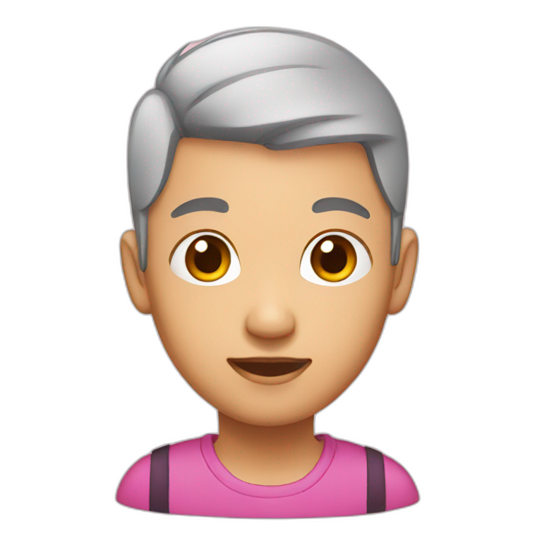 asian with pink hair buzzcut emoji